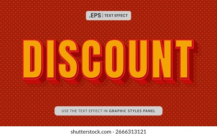 Editable bold 3D text effect featuring Discount for marketing visuals.
