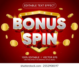 editable bonus spin vector 3d text effect with modern style design