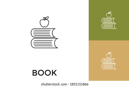 Editable Book Thin Line Icon with Title. Useful For Mobile Application, Website, Software and Print Media.