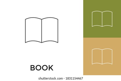Editable Book Thin Line Icon with Title. Useful For Mobile Application, Website, Software and Print Media.