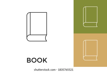 Editable Book Thin Line Icon with Title. Useful For Mobile Application, Website, Software and Print Media.