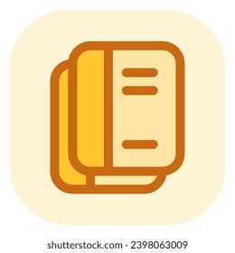 Libros editables, cuadernos, libros de texto, revistas, icono del vector diario. Parte de una familia de iconos grandes. Perfecto para interfaces web y de aplicaciones, presentaciones, infografías, etc