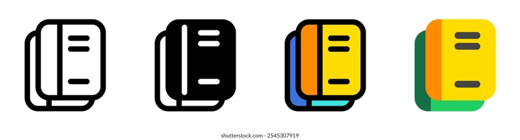 Libros editables, cuadernos, libros de texto, diario, icono de Vector de diario. Parte de una gran familia de iconos. Perfecto para interfaces de Web y App, presentaciones, infografías, etc