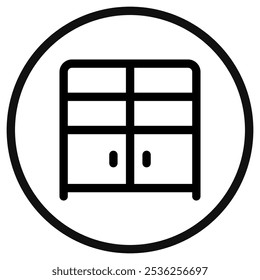 Estantería editable, icono de Vector del gabinete. Parte de una gran familia de iconos. Perfecto para interfaces de Web y App, presentaciones, infografías, etc