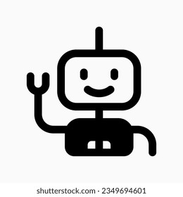 Icono de robot, robot y vector androide editable. Tecnología de IA, inteligencia artificial, computadora. Parte de una familia de iconos grandes. Perfecto para interfaces web y de aplicaciones, presentaciones, infografías, etc