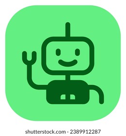 Icono de robot, robot y vector androide editable. Tecnología de IA, inteligencia artificial, computadora. Parte de una familia de iconos grandes. Perfecto para interfaces web y de aplicaciones, presentaciones, infografías, etc