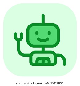 Icono de robot, robot y vector androide editable. Tecnología de IA, inteligencia artificial, computadora. Parte de una familia de iconos grandes. Perfecto para interfaces web y de aplicaciones, presentaciones, infografías, etc