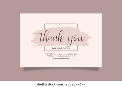 Editable Botanical Thank You Card For Small Online Business with Pink Watercolor and Lettering Font