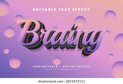 Editable brainy 3d vector text effect. with modern style design