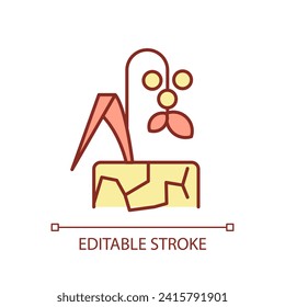 Editable Brazilian coffee icon representing heatflation, isolated vector, global warming impact thin line illustration.