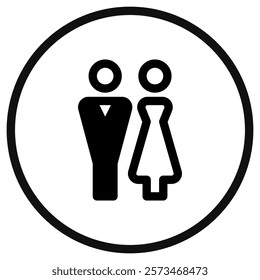 Editable bride and groom, wedding, couple vector icon. Wedding, valentine, love, celebration. Part of a big icon set family. Perfect for web and app interfaces, presentations, infographics, etc