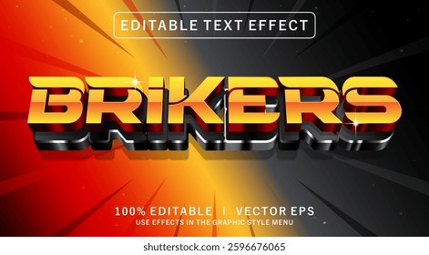 editable brikers 3d vector text effect with modern style design