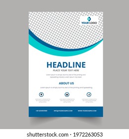 Editable Brochure Template Or Flyer Design With Copy Space In Blue And White Color.