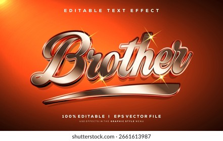 Efecto de texto de Vector 3D de Brother editable con diseño de estilo moderno