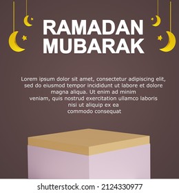 Editable brown ad banner template for Ramadan. Collection of social media post templates. Layout designs for marketing on social networks