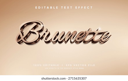 efeito de texto de vetor 3d luxo morena editável com estilo moderno