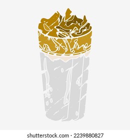 Bearbeitbare Pinselstriche Stilrichtung Draufsicht koreanische Dalgona-Kaffee-Vektorgrafik in Long-Glass-Mug für Café- und Getränkedosendesign