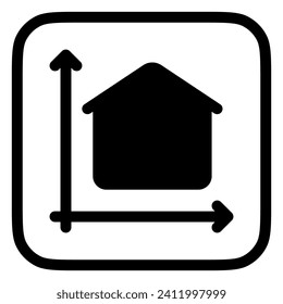 Editable building area, size vector icon. Property, real estate, construction, mortgage, interiors. Part of a big icon set family. Perfect for web and app interfaces, presentations, infographics, etc