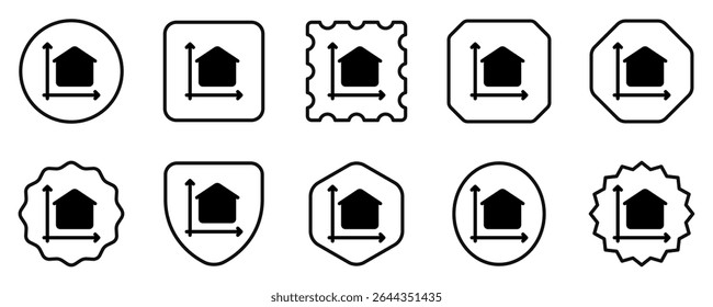 Editable building area, size vector icon. Property, real estate, construction, mortgage, interiors. Part of a big icon set family. Perfect for web and app interfaces, presentations, infographics, etc
