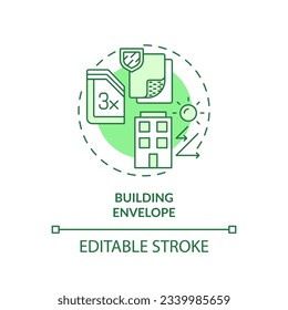 Concepto de icono verde de la envoltura editable, vector aislado, ilustración de línea delgada de oficina sostenible.