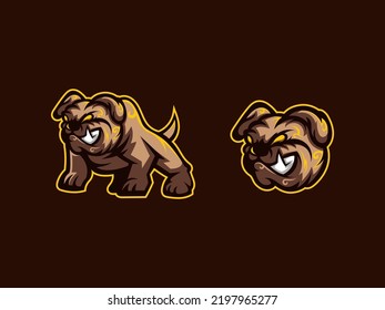 Editable bulldog mascot logo template