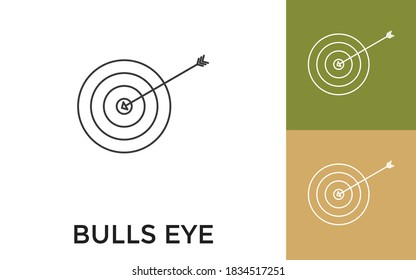 Editable Bulls Eye Thin Line Icon with Title. Useful For Mobile Application, Website, Software and Print Media.