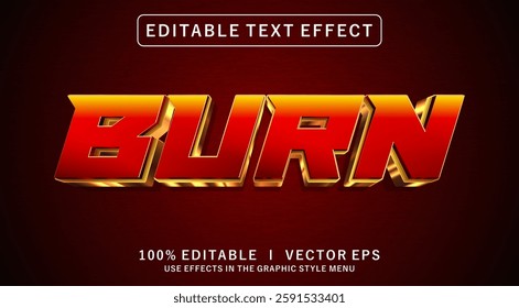 editable burn vector text effect with modern style design