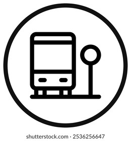 Parada de autobús editable, icono de Vector del área de estacionamiento. Parte de una gran familia de iconos. Perfecto para interfaces de Web y App, presentaciones, infografías, etc