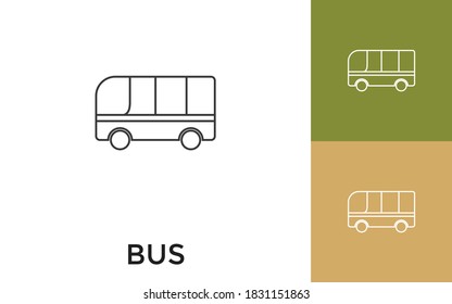 Editable Bus Thin Line Icon with Title. Useful For Mobile Application, Website, Software and Print Media.