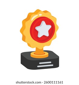 An editable business award icon designed in 3d style