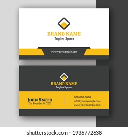 Editable Business Card Or Horizontal Template In Front And Back View.