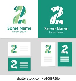 Editable business card template with 2 number logo.Vector illustration.EPS10.