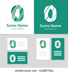 Editable business card template with 9 number logo.Vector illustration.EPS10.