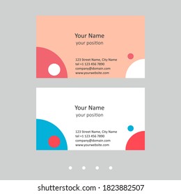 Editable business card template. Abstract geometric style and two attractive color schemes - just replace the example text with your personal data.