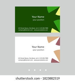 Editable business card template. Abstract geometric style and two attractive color schemes - just replace the example text with your personal data.