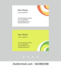 Editable business card template. Abstract geometric style and two attractive color schemes - just replace the example text with your personal data.