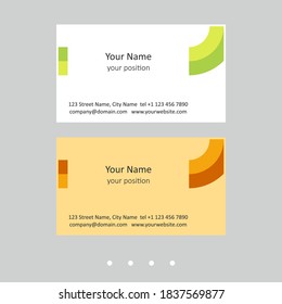 Editable business card template. Abstract geometric style and two attractive color schemes - just replace the example text with your personal data.