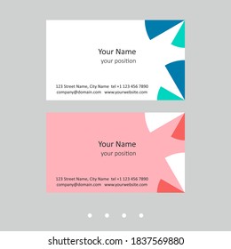 Editable business card template. Abstract geometric style and two attractive color schemes - just replace the example text with your personal data.