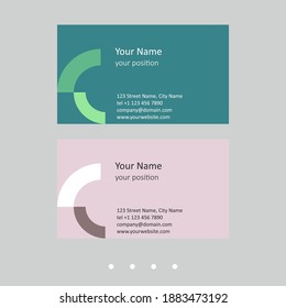 Editable business card template. Abstract geometric style and two attractive color schemes - just replace the example text with your personal data.