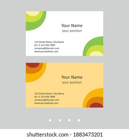 Editable business card template. Abstract geometric style and two attractive color schemes - just replace the example text with your personal data.