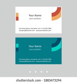 Editable business card template. Abstract geometric style and two attractive color schemes - just replace the example text with your personal data.
