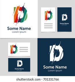 Editable business card template with D letter logo.Vector illustration.EPS10.