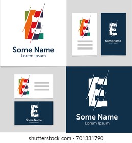 Editable business card template with E letter logo.Vector illustration.EPS10.