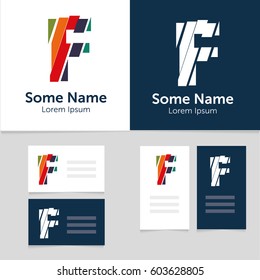 Editable business card template with F letter logo.Vector illustration.EPS10.
