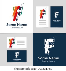 Editable business card template with F letter logo.Vector illustration.EPS10.