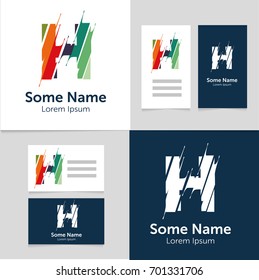 Editable business card template with H letter logo.Vector illustration.EPS10.