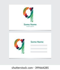 Editable business card template with illustration of vector q letter logo
