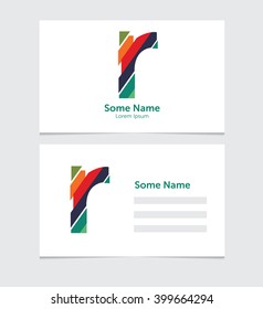 Editable business card template with illustration of vector r letter logo