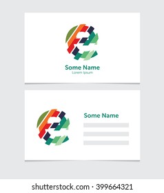 Editable business card template with illustration of vector e letter logo