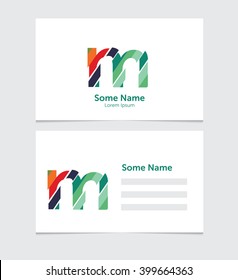 Editable business card template with illustration of vector m letter logo